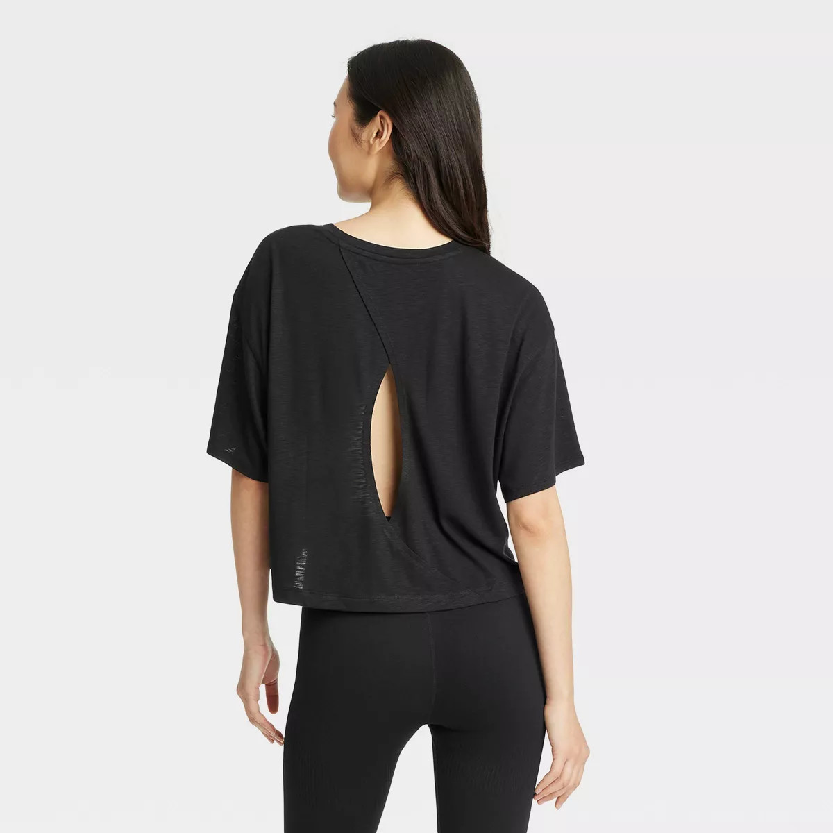 Women's Boxy Open Back Cropped Short Sleeve Shirt - JoyLab™ Pink XXL | Target