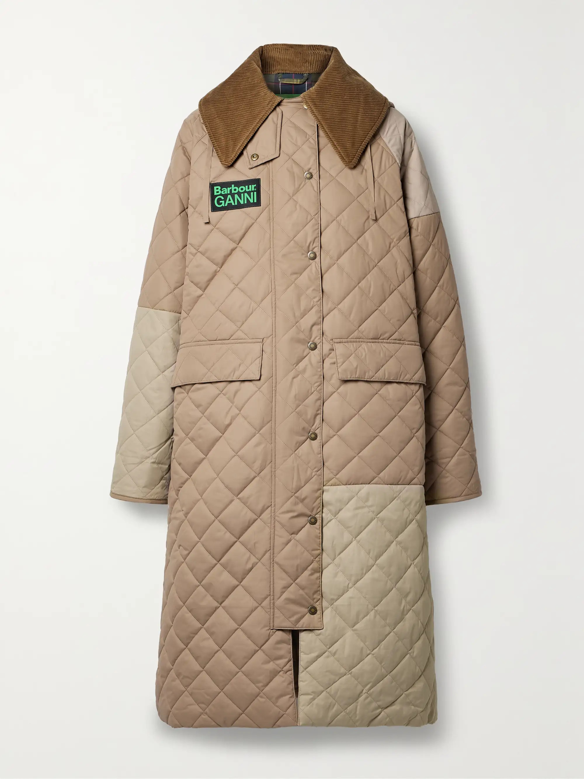 + GANNI Burghley hooded cotton corduroy-trimmed recycled-shell jacket | NET-A-PORTER (US)