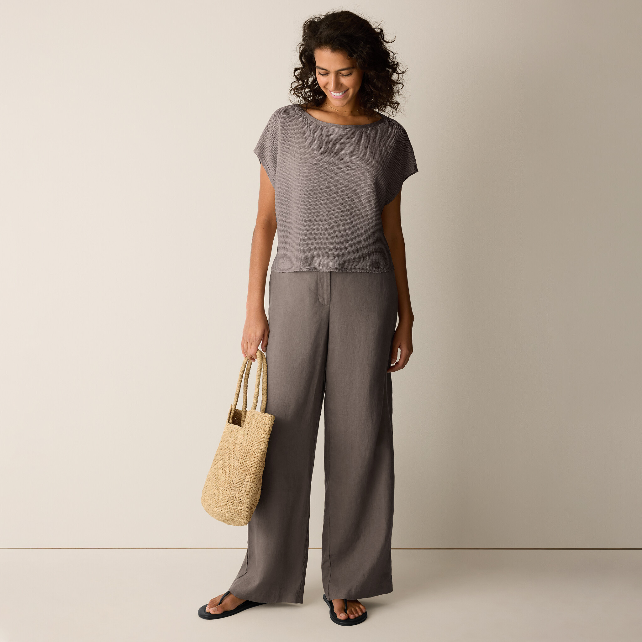Organic Linen Full-Length Trouser | Eileen Fisher