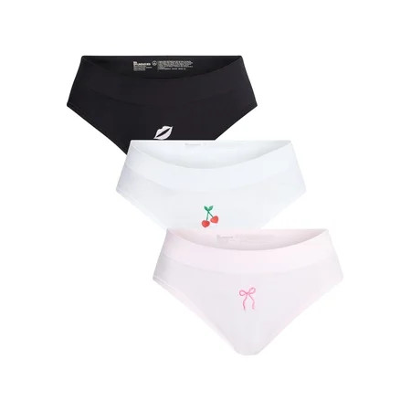 No Boundaries Seamless Ribbed Hipster Panties, 3-Pack, Women's XS-XXXL | Walmart (US)