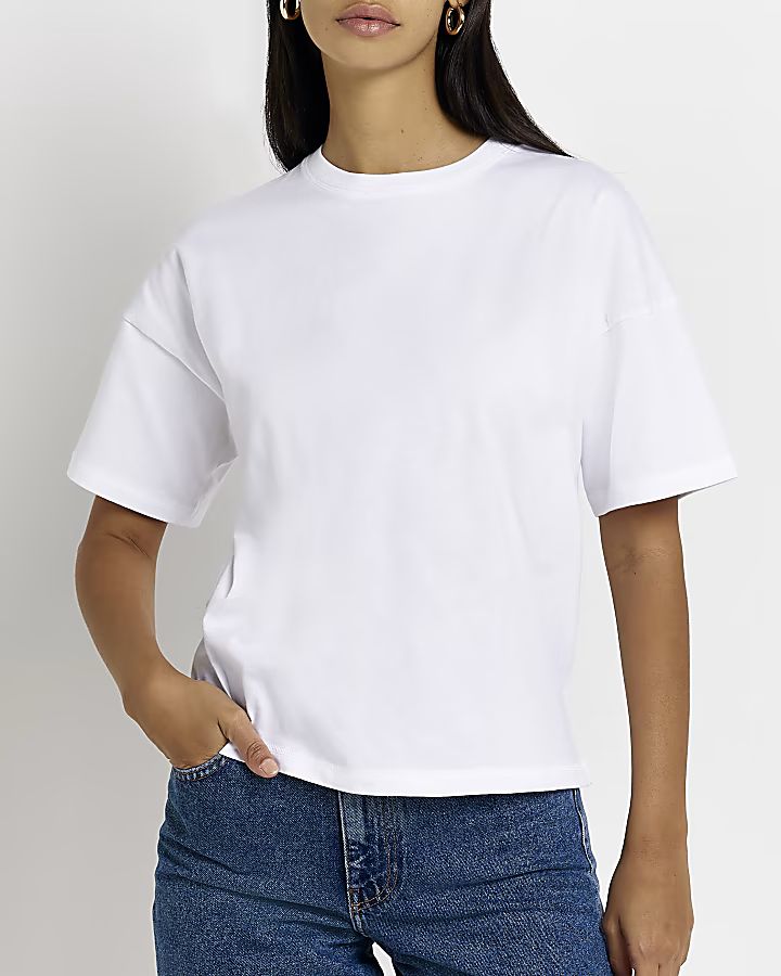 White short sleeve split t-shirt | River Island (UK & IE)