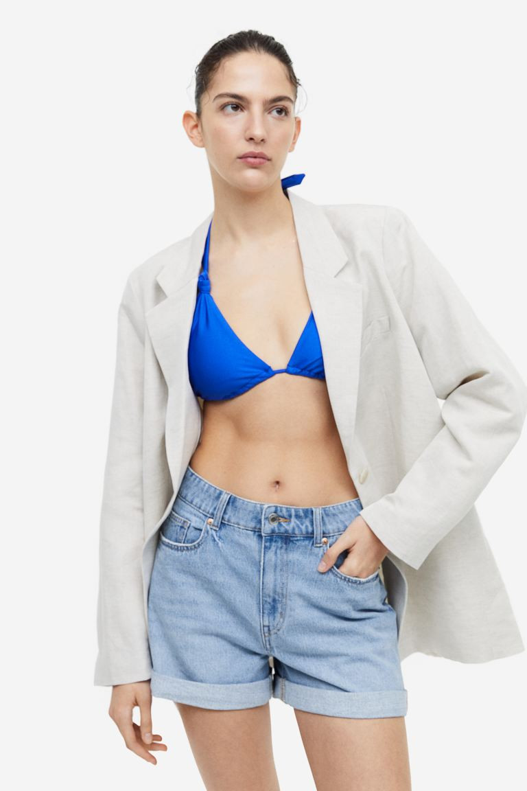 Vaquero corto Mom High - Azul denim - MUJER | H&M ES | H&M (FR, IT, ES, PT, BE)