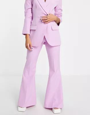 ASOS DESIGN flare suit pants in pink | ASOS (Global)