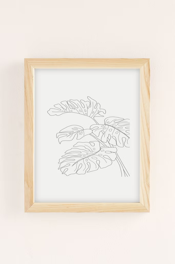 Nadja Line Art Monstera Leaves Art Print | Urban Outfitters (US and RoW)