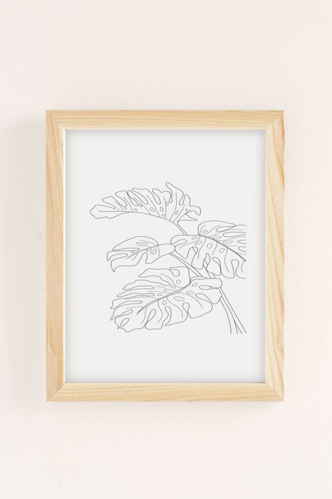 Nadja Line Art Monstera Leaves Art Print | Urban Outfitters (US and RoW)