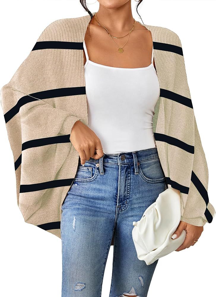 Zeagoo Women's 2024 Oversized Batwing Sleeve Knit Cardigan Sweaters Casual Long Outwear Coat | Amazon (US)