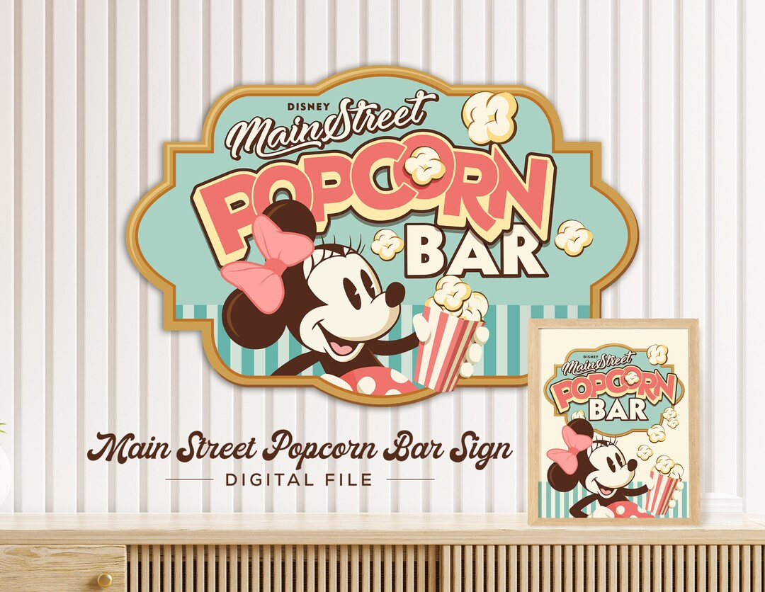Minnie Popcorn Bar Sign Main Street Popcorn Minnie Birthday - Etsy | Etsy (US)