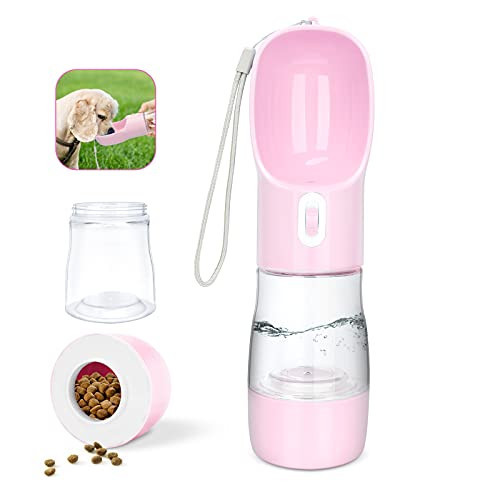 madeking Dog Water Bottle Portable Pet Water Bottle Leak Proof Dog Water Dispenser and Food, Lightweight Dog Travel Water Bottle Bowl for Walking and Trave (Pink) | Amazon (US)