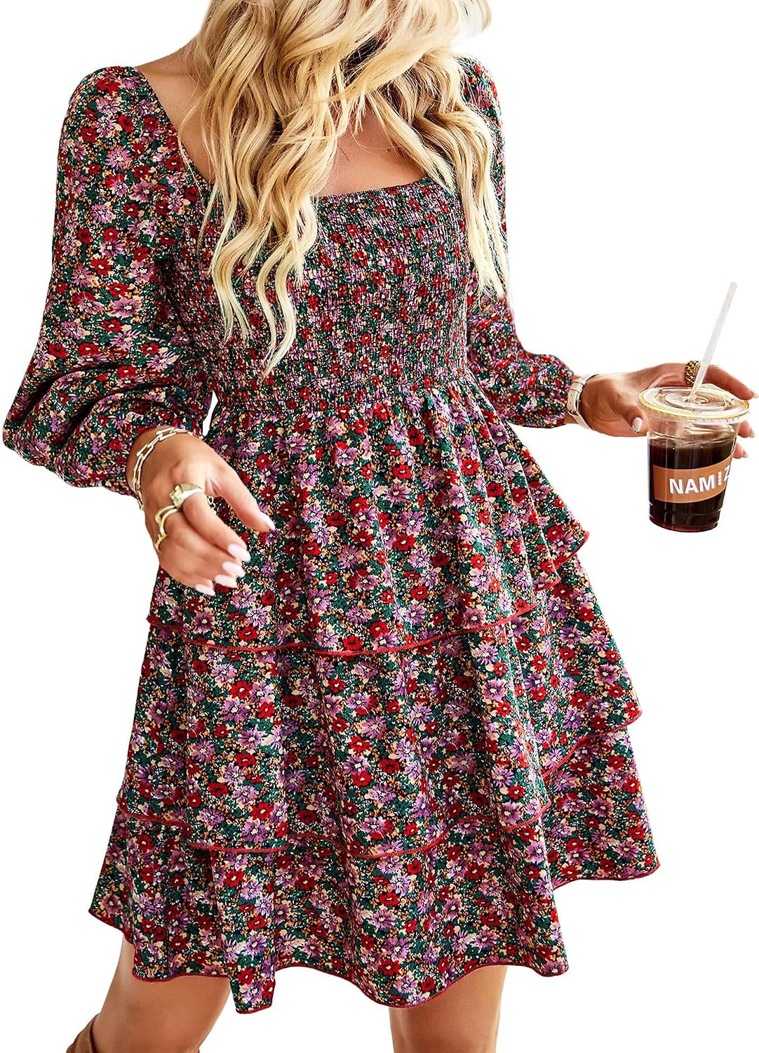 BTFBM Women's Mini Smocked Wedding Guest Dress | Amazon (US)