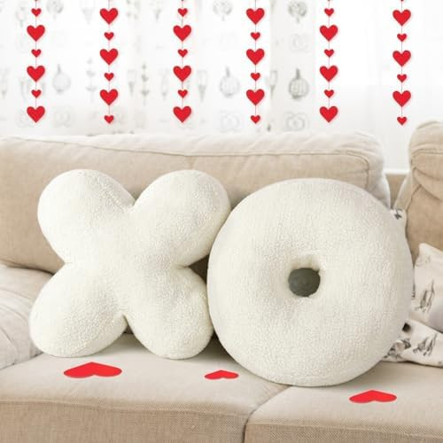 Cumule 2 Pcs Valentine's Day XO Pillow Plush White Cute Plush Soft Throw Pillows for Bedroom Livi... | Amazon (US)