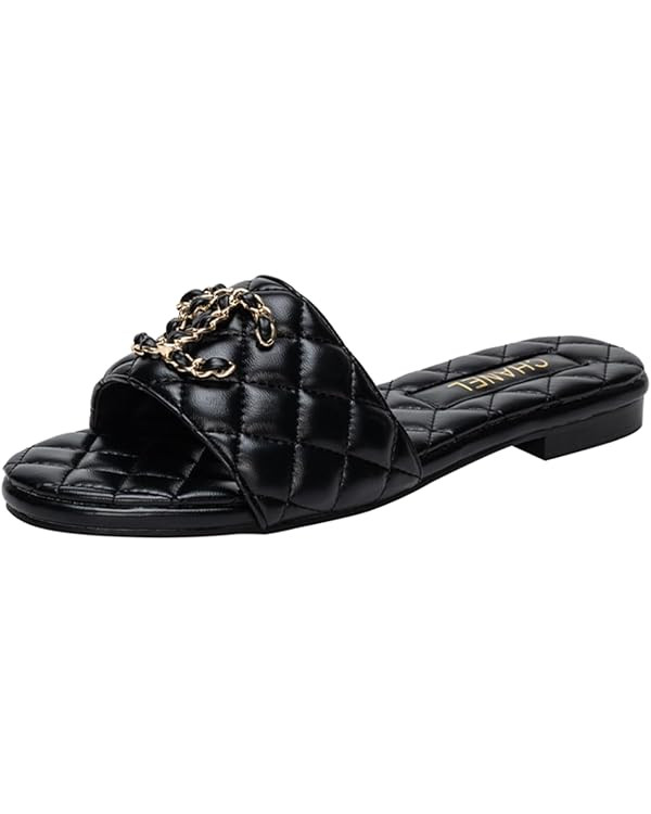 Women's sandals Open Toe Slide Sandals Cute Slip on Flat Sandals for Summer | Amazon (US)