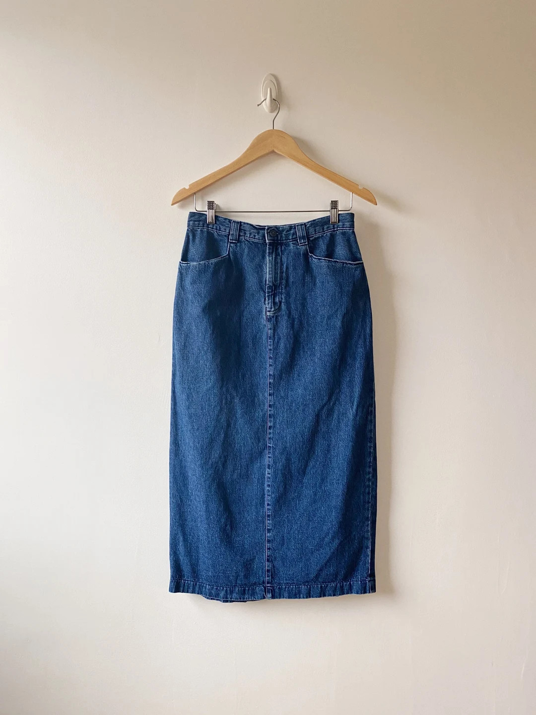 Vintage 90s Denim Midi Skirt  Long Denim Pencil Skirt With - Etsy | Etsy (US)