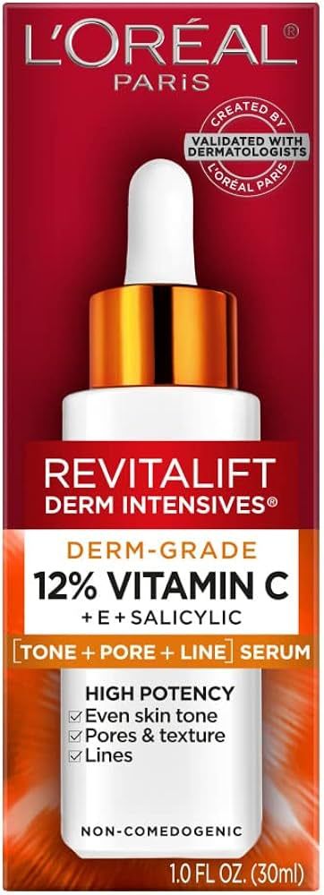 L'Oreal Paris Revitalift Derm Intensives Derm Grade 12% Vitamin C + E + Salicylic Serum, 1.0 Fl. ... | Amazon (US)
