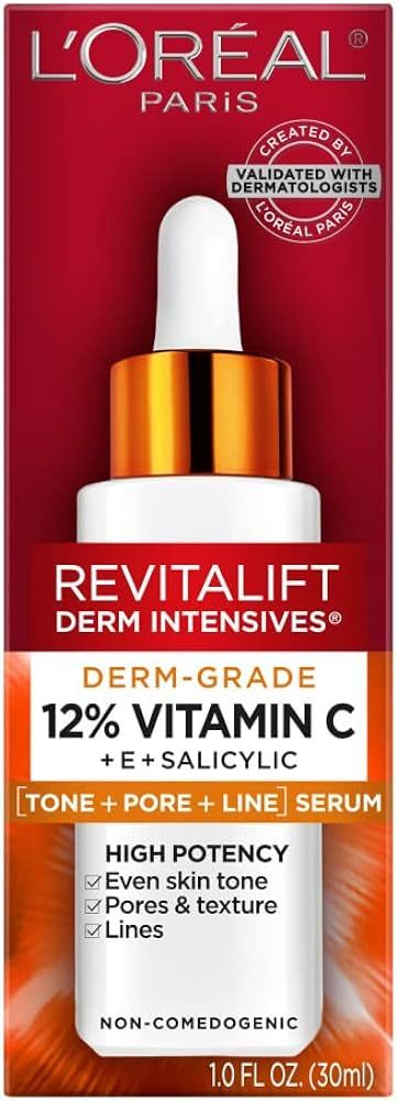 L'Oreal Paris Revitalift Derm Intensives Derm Grade 12% Vitamin C + E + Salicylic Serum, 1.0 Fl. ... | Amazon (US)