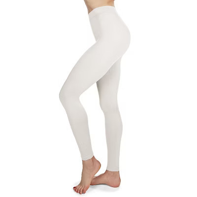 Memoi Women's Miyabi Anti-Pilling Extra Soft Fabric Leggings Ivory XL | Target