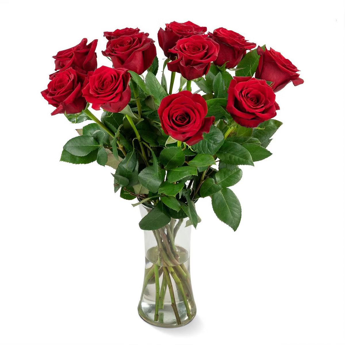 Dozen Fresh Cut Red Roses with Vase | Target