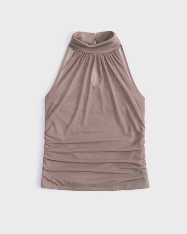 Women's Ruched Mesh Halter Top | Women's Tops | Abercrombie.com | Abercrombie & Fitch (US)