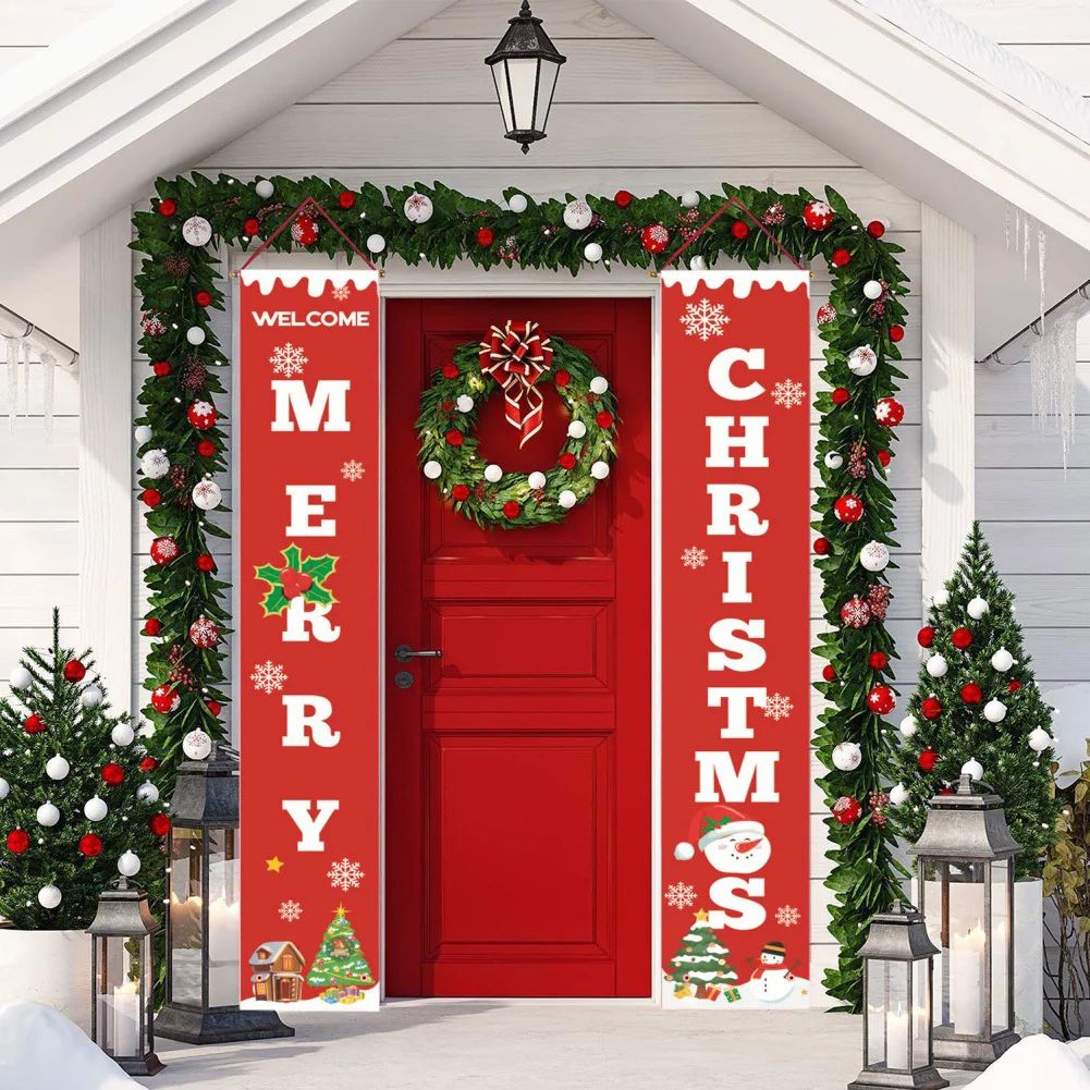 Indoor Outdoor Door Hanging Sign Display Decorations Welcome Merry Christmas Banner Christmas - W... | Walmart (US)