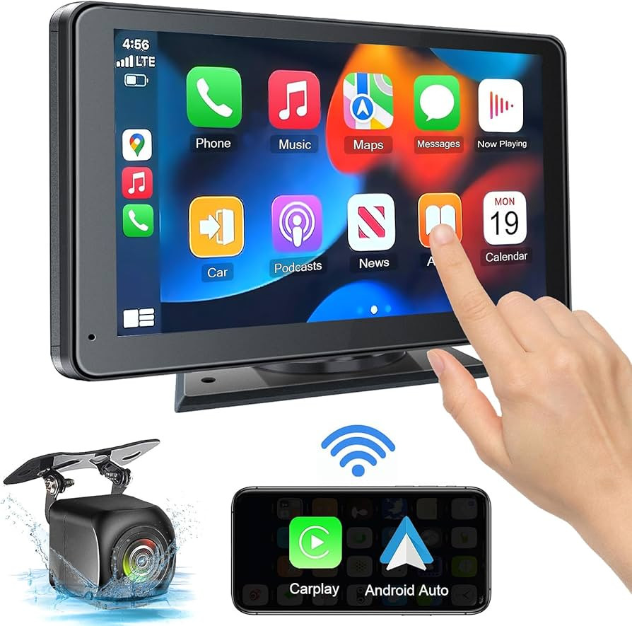 Portable Wireless with Apple CarPlay and Android Auto Screen for Car, 7" HD Touch Screen Car Ster... | Amazon (US)