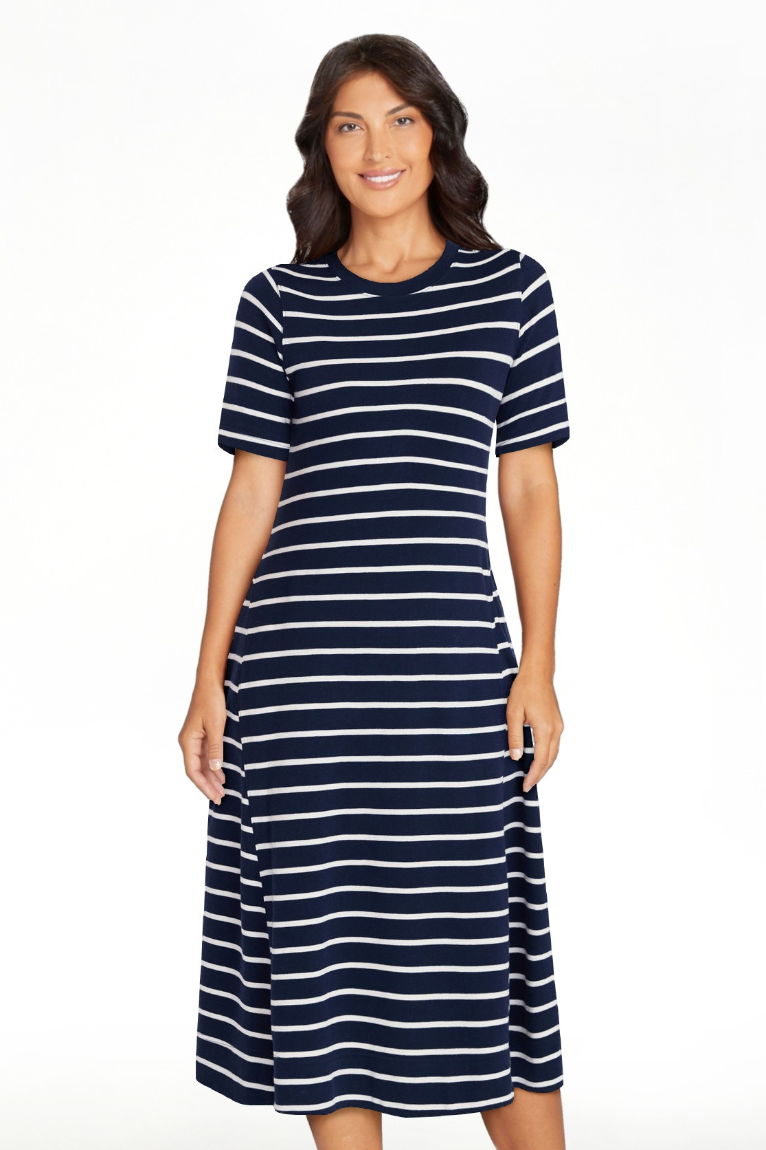 Time and Tru Women's Seamed Cotton Midi Dress, Sizes XS-XXXL | Walmart (US)