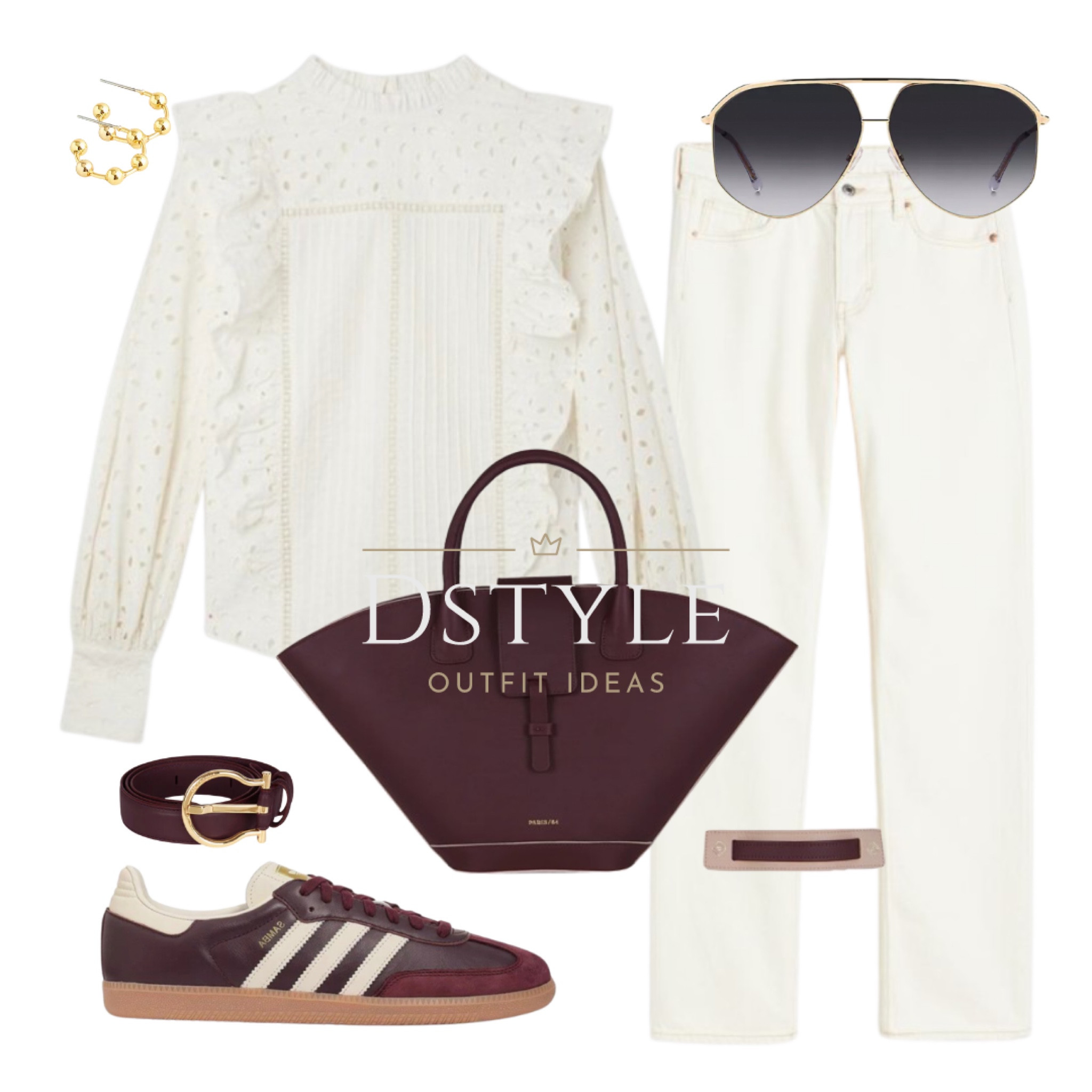 Spring vibes in full bloom with this embroidered cutwork frill detail woven shirt paired with creamy jeans, topped off with bordeaux accessories for a comfy yet chic office-ready look! OOTD #SpringStyle #ComfyChic Adidas Samba Og, bordeaux leather bag

#LTKworkwear #LTKitbag #LTKstyletip