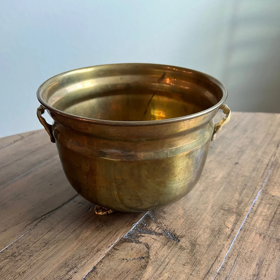 Brass Planter 7 Round Two Handle Footed - Etsy | Etsy (US)