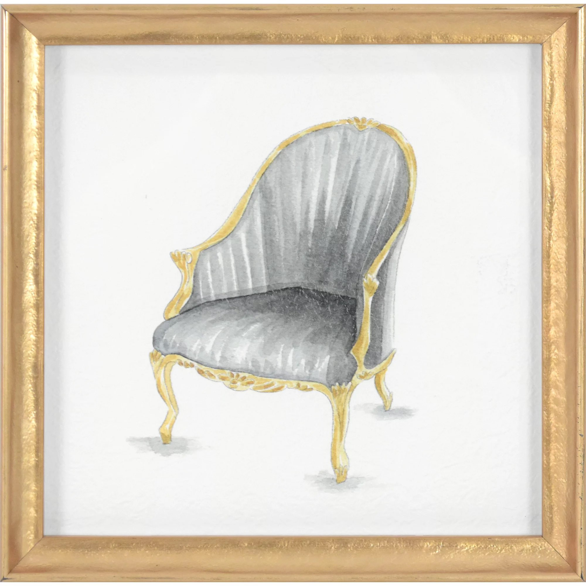 Crystal Art Gallery Vintage Gray Archair with Gold Frame Wall Art 10" x 10" | Walmart (US)