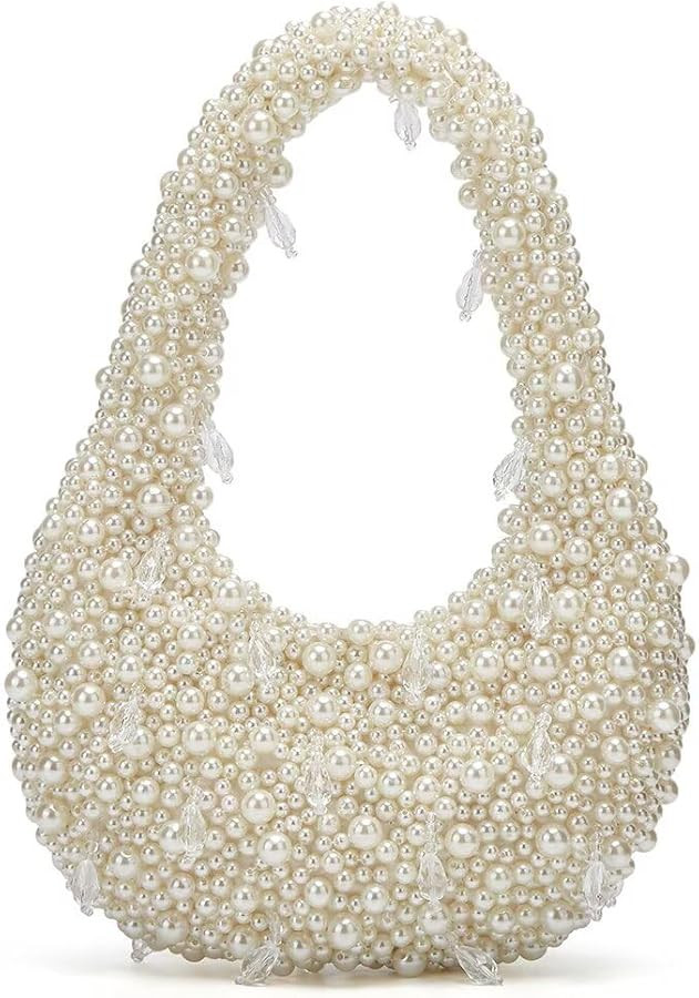 Trendy Pearl Shoulder Purse for Women Small Y2k Tote Bags for Party Rhinestone-Encrusted Designer... | Amazon (US)