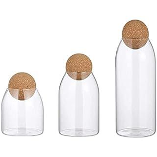 800ML/27Oz Clear Glass Storage Cute Canister Holder Ball Wood Cork Top, Modern Decorative Cylinde... | Amazon (US)
