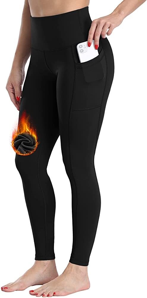 CHRLEISURE Fleece Lined Winter Leggings Women, High Waisted Thermal Warm Yoga Pants with Pockets | Amazon (US)