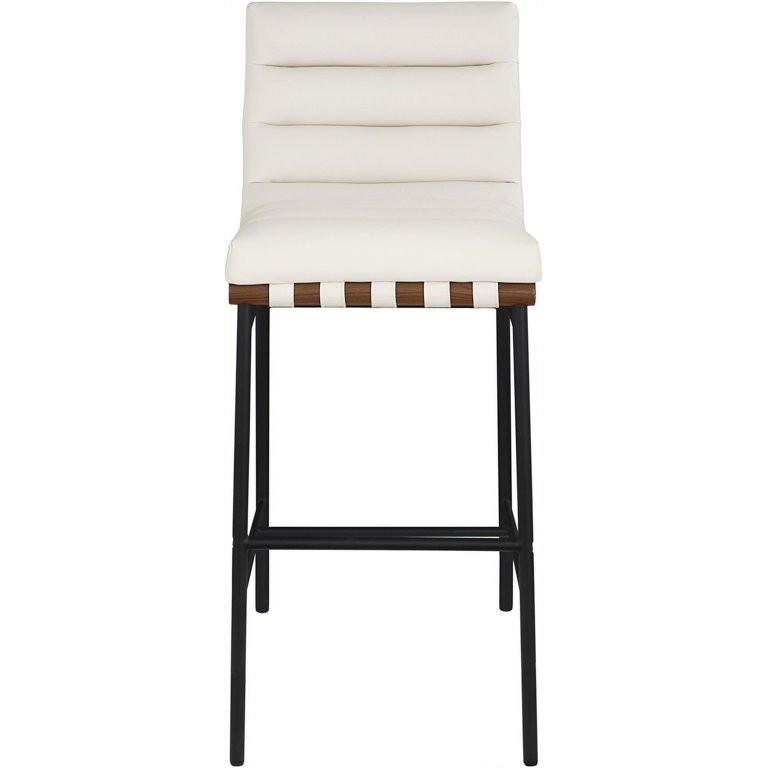 Meridian Furniture Burke Cream Vegan Leather Bar Stool | Walmart (US)
