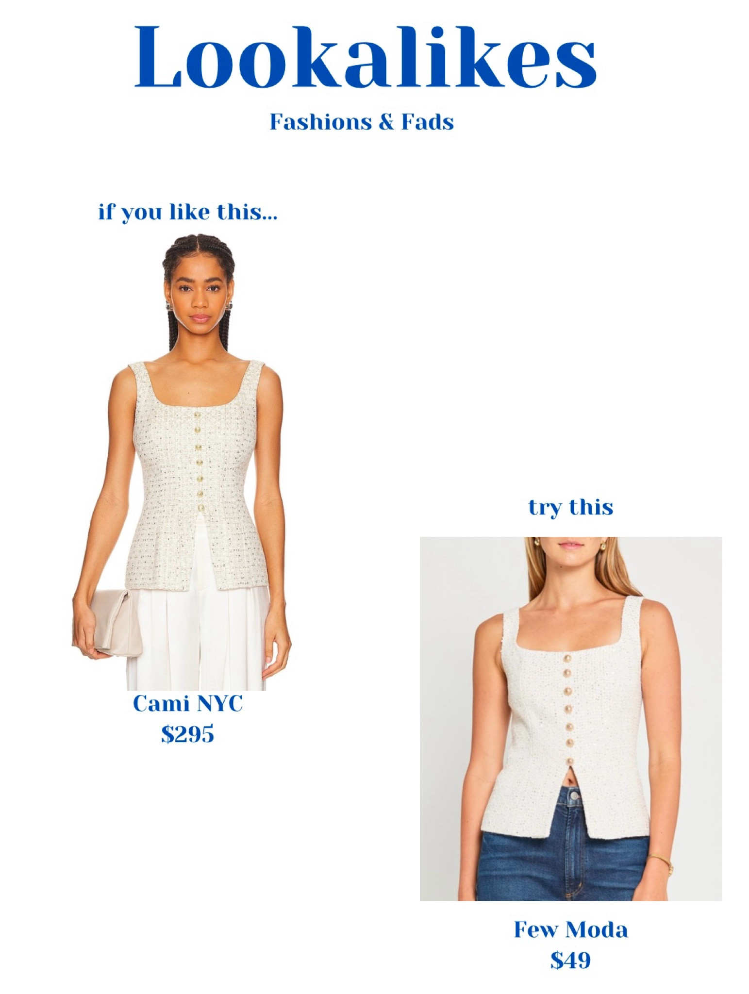 Great dupe!



Tweed top
Tweed
Tank top
Party top
Sparkley top
Gold top
White top
Holiday outfit
Holiday look
Christmas outfit
New years outfit
New Year’s Eve outfit
New Year’s Eve look

#LTKFindsUnder100 #LTKStyleTip