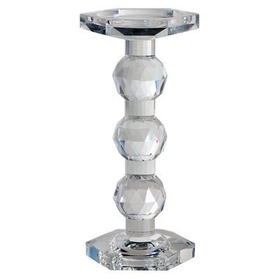 9.5" x 3" Faceted Glass Pillar Candle Holder Clear - A&B Home | Target