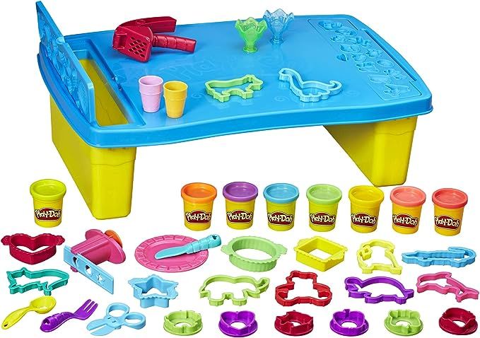 Play-Doh Play 'N Store Kids Table for Arts & Crafts Activities with 8 Non-Toxic Colors, 2 Oz Cans... | Amazon (US)