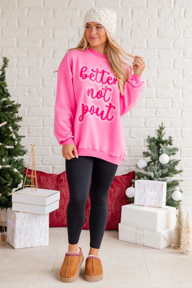 Better Not Pout Pink Oversized Graphic Sweatshirt | Pink Lily