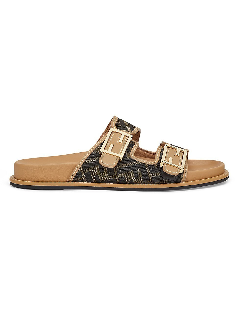 Women's Logo Canvas Flat Sandals - Brown Multi - Size 9 | Saks Fifth Avenue