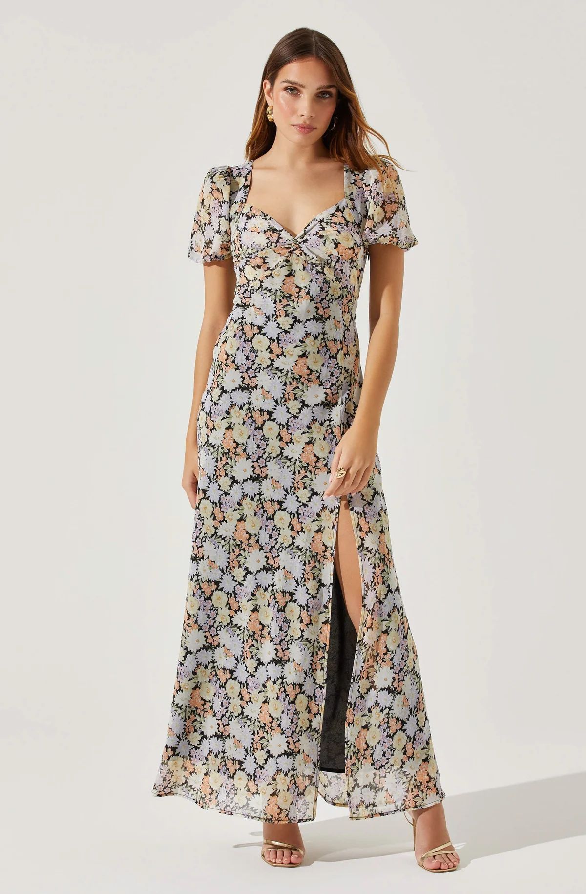Sweetheart Neck Floral Twist Bust Maxi Dress | ASTR The Label (US)