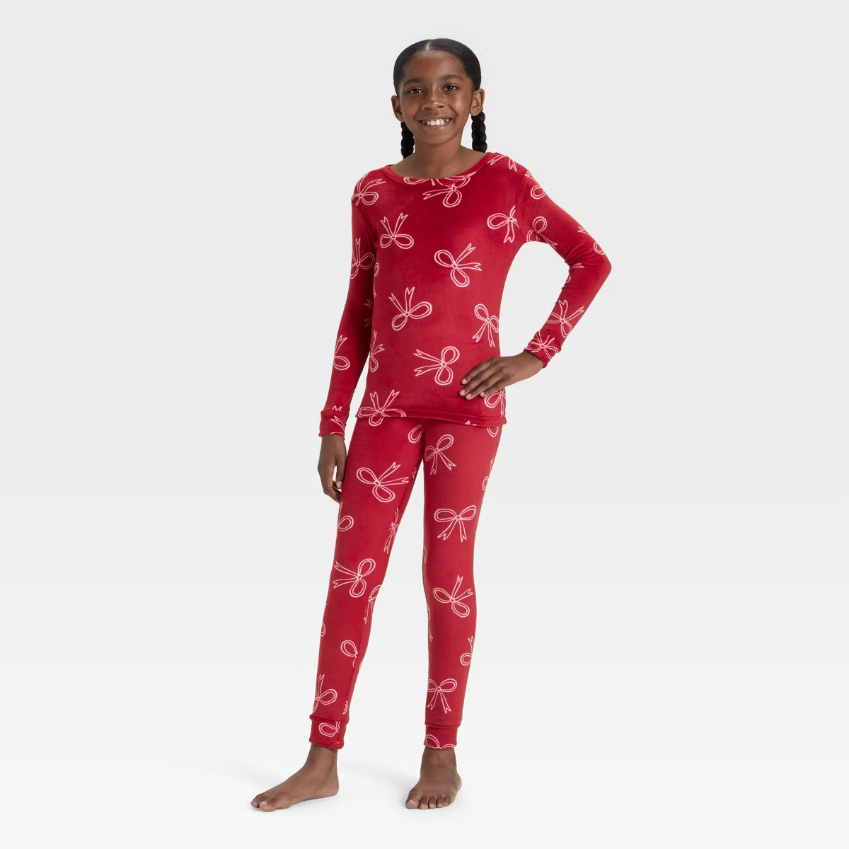 Kids' Long Sleeve Snuggly Soft Pajama Set - Cat & Jack™ Red | Target