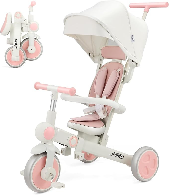JMMD 7 in 1 Toddler Tricycle with Push Handle & Canopy, Fully Foldable & Adjustable Stroller Bike... | Amazon (US)
