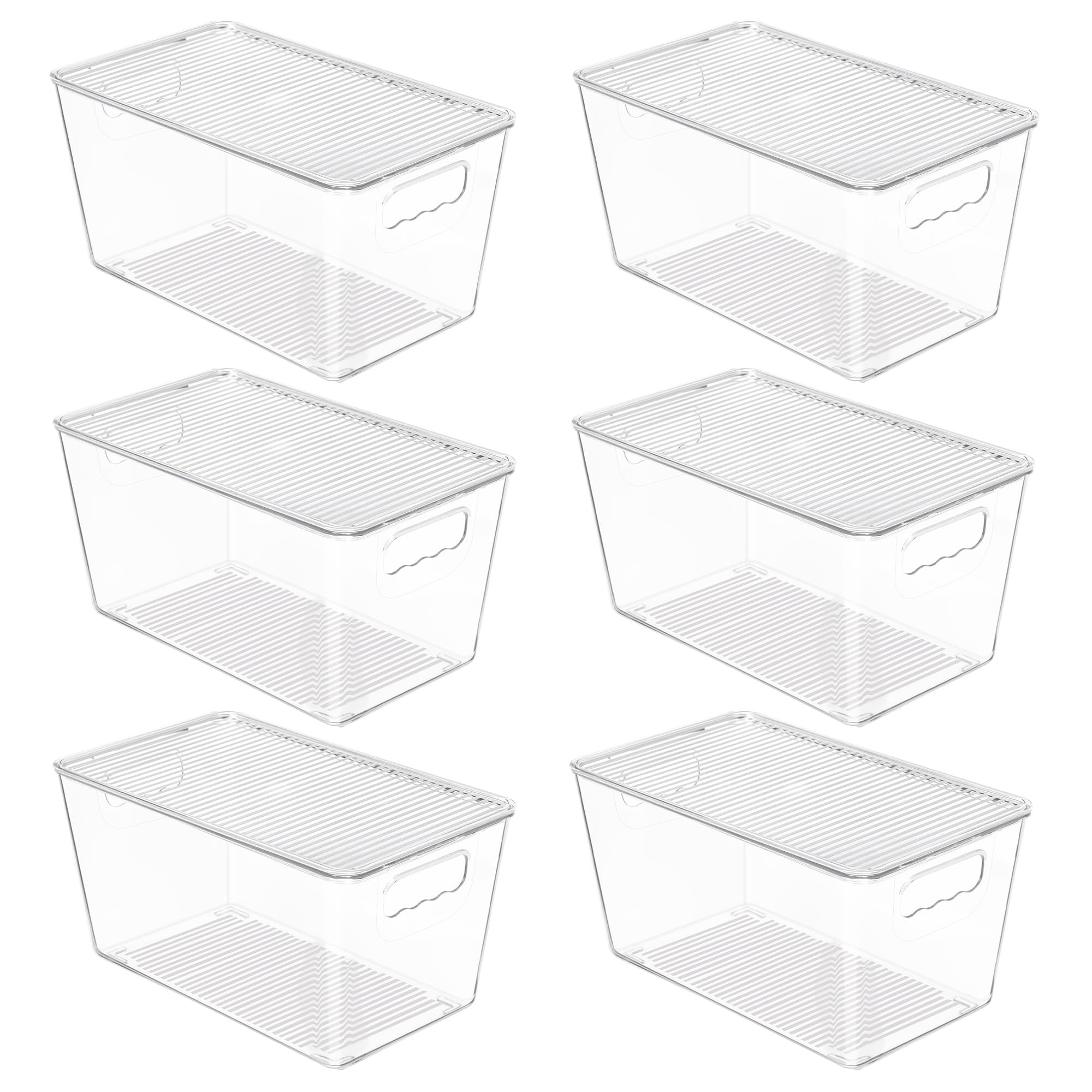 Vtopmart 6 Pack Clear Stackable Storage Bins with Lids, Medium Plastic Containers with Handle for... | Amazon (US)