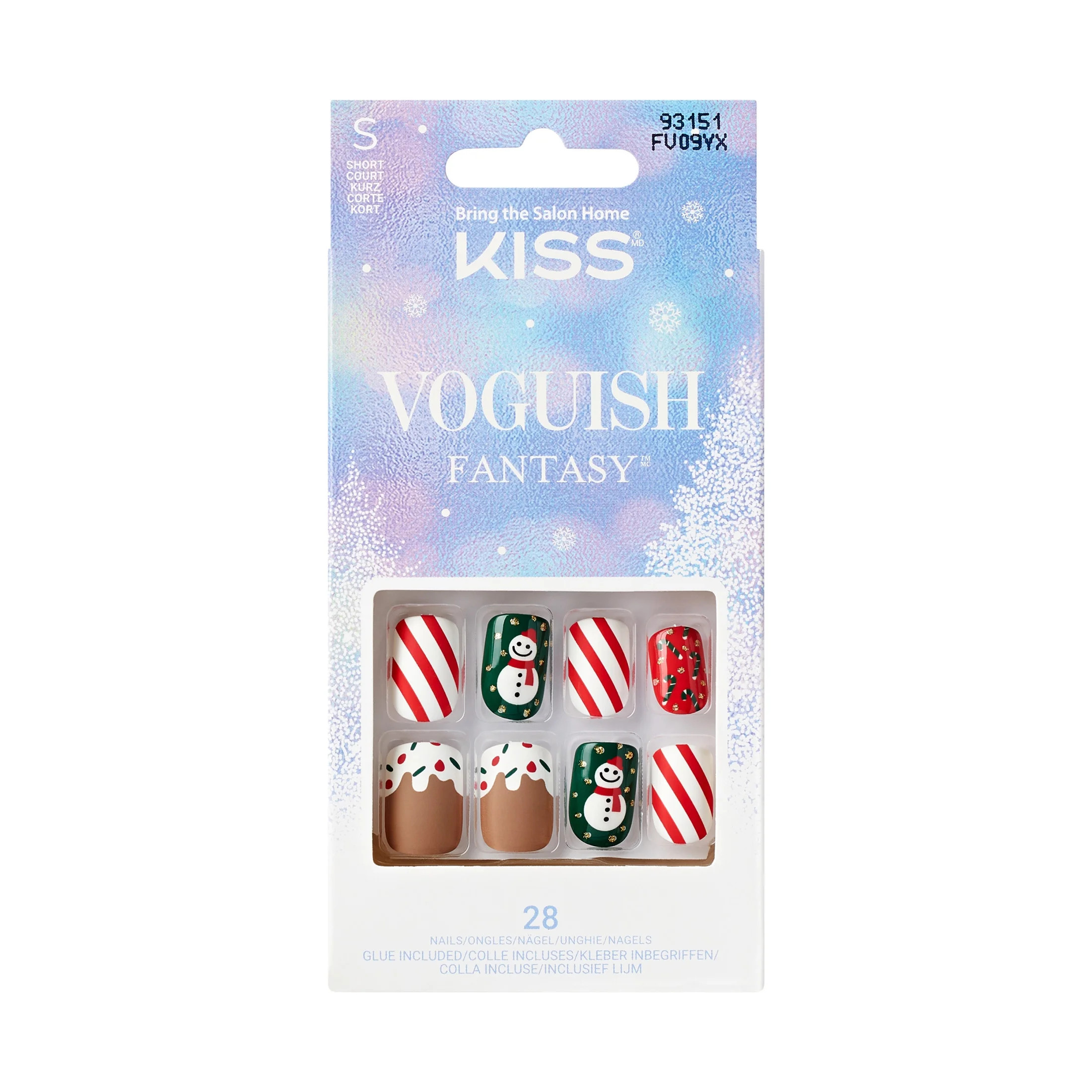 KISS Voguish Fantasy Holiday, Press on Nails, Silent Angels, Multicolor, Short Squoval, 28 Count | Walmart (US)