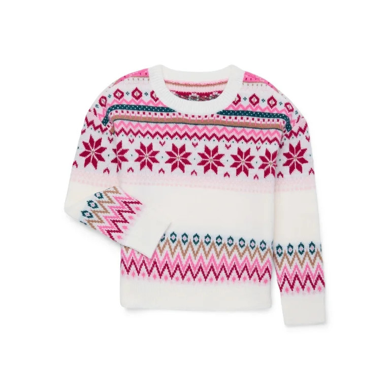 Wonder Nation Girls Fairaisle Sweater, Sizes 4-18 & Plus | Walmart (US)