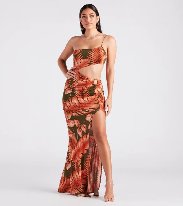 Sunkissed Beauty Tropical Print Cutout Maxi Dress | Windsor Stores