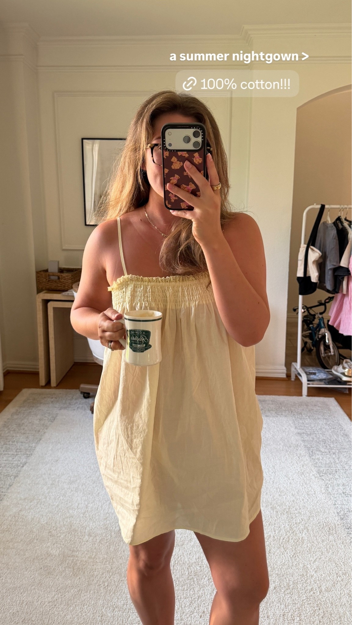 100% cotton summer night down! It’s sheer but so comfy, wearing a medium  ￼

#LTKmomlife #LTKootd #LTKmorningroutine