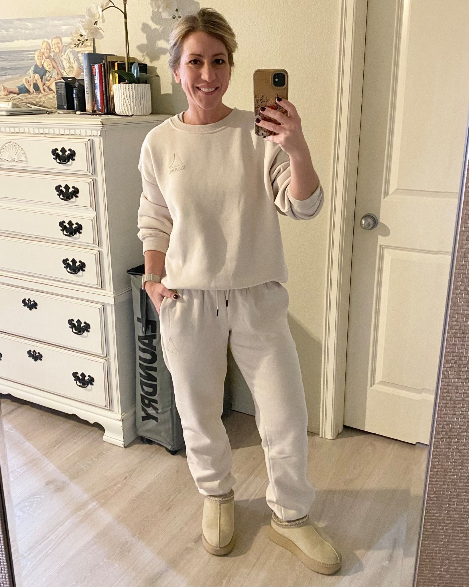 Weekend wear is wonderful! This set is on clearance and is so so comfy! It’s sold separately so I sized up one in the top, true size bottoms, both are an oversized fit.  Have a great weekend! 