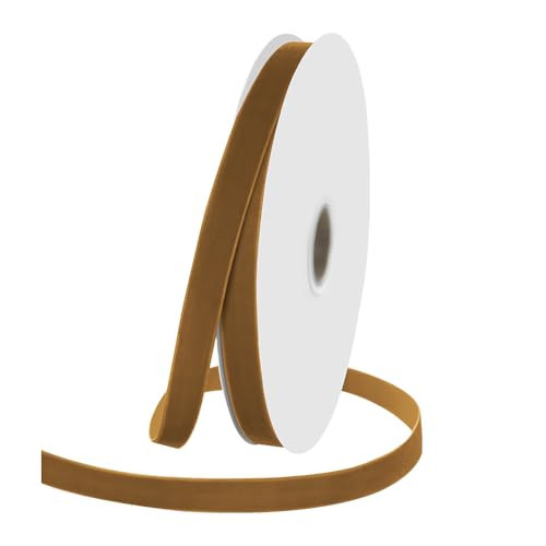 5/8" Wide x 25 Yards Velvet Ribbon, Vintage Single Face Velvet Ribbons for Gift Wrapping, Christmas Wrapping Bows, Wedding Decor, Sewing and More (Khaki) | Amazon (US)