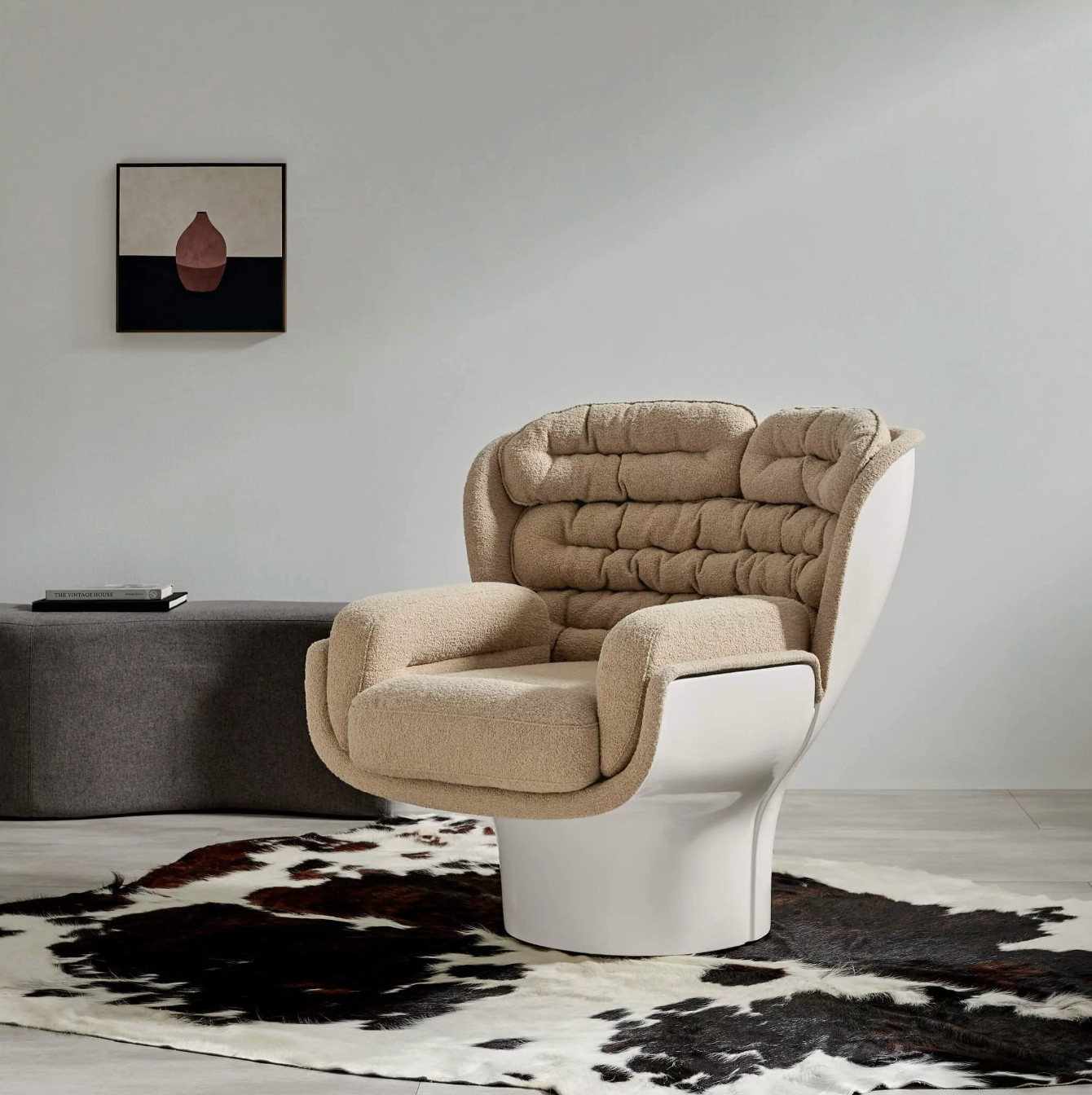 Joe Colombo designed the Elda in 1963 and named it for his wife. Fiberglass shell, pneumatic curves, upholstery you sink into. Futurism with a soft center. It belongs in a room that knows what it is, next to something old and something quiet.
Glam with a pedigree.
#JoeColombo #EldaChair #MidCenturyModern #ItalianDesign #IconicFurniture #SculpturalSeating #DesignerArmchair #ModernGlam #InteriorDesign #CollectibleDesign 

 #LTKHome