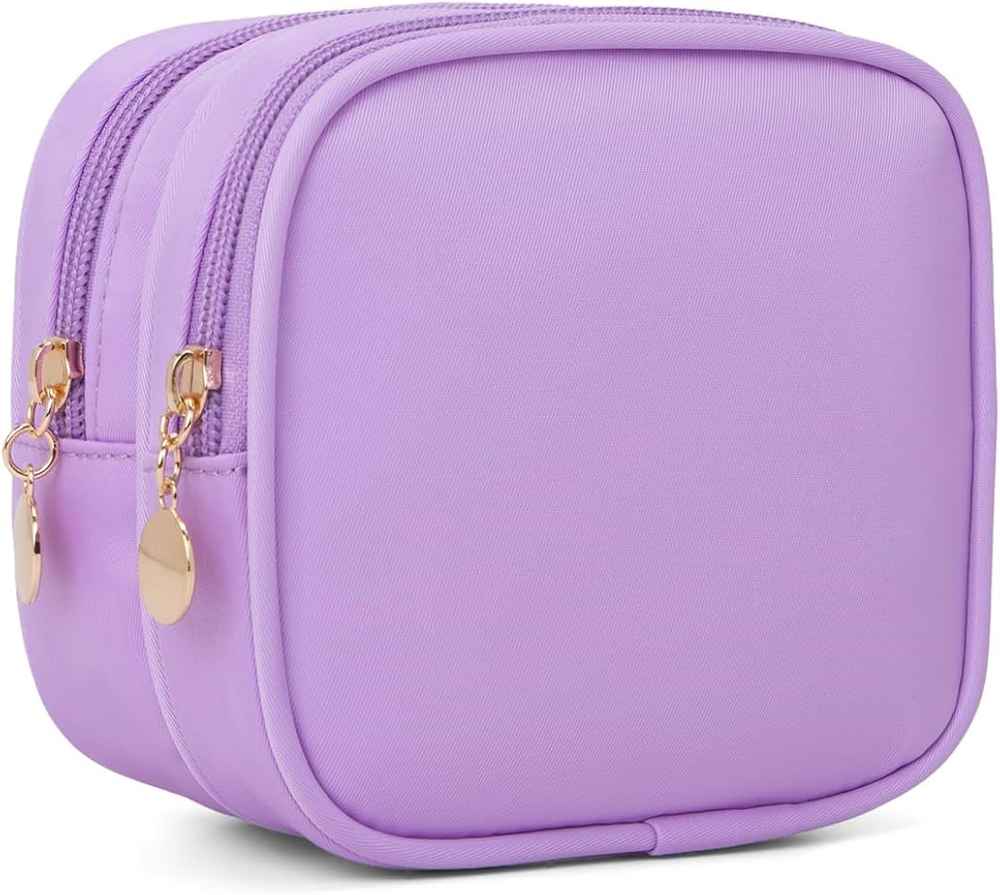 Small Makeup Pouch, Double Zipper Cosmetic Bag, Travel Makeup Bag, Cute Makeup Bag for Purse, Min... | Amazon (US)