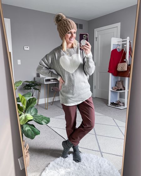 What I wore on a very cold snowy day! These fleece lined joggers are amazing in the cold weather! 
Sweater- linked similar 
Joggers- xs

#LTKstyletip #LTKfindsunder50 #LTKSeasonal