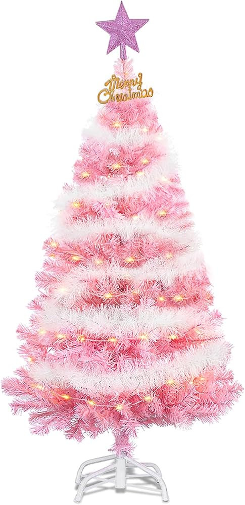 4FT Artificial Christmas Tree, Xmas Pine Tree with Metal Xmas Tree Stand,Pink Christmas Tree for ... | Amazon (US)